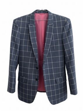 Blue Windowpane Men's Suit Jacket & Trousers. Custom made in Thailand